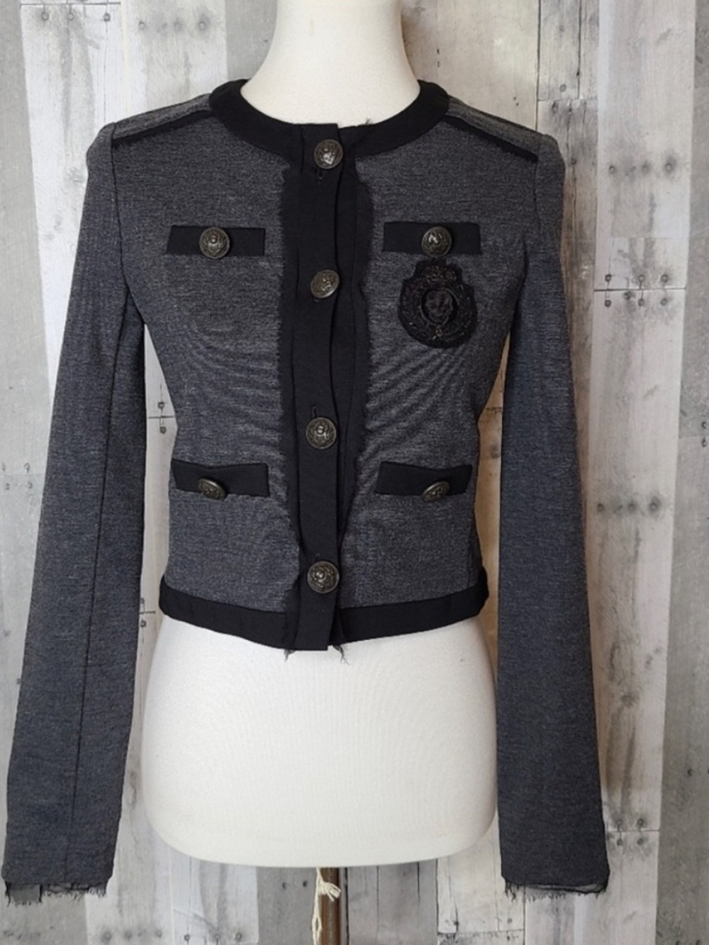 Haute Hippie Grey Skull Crested Jacket Blazer